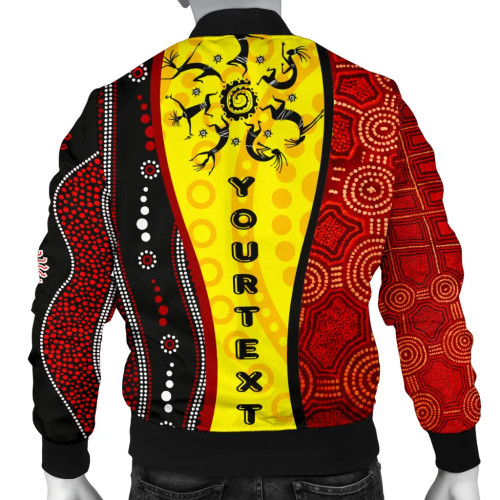Australia Aboriginal Bomber Jacket - Dreamtime Koori Dance & Dot Acrylic Paint