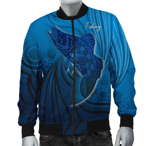 Australia Aboriginal Bomber Jacket - Fish Dreaming Paintings Australia Aboriginal Bomber Jacket - Fish Dreaming Paintings
