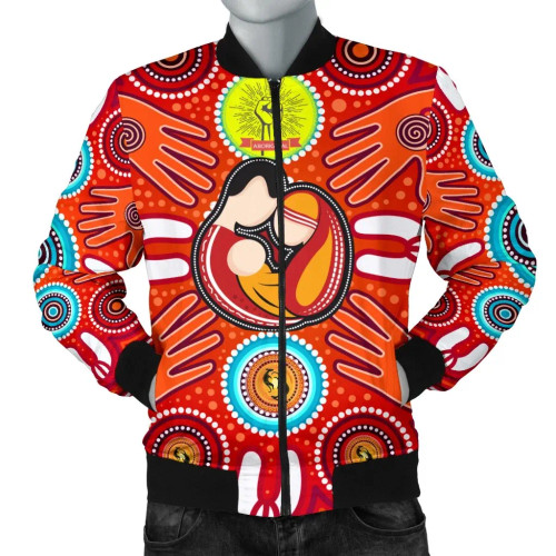 Australia Bomber Jacket - Aboriginal Family With Dot Painting art