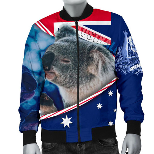 Australia Bomber Jacket - Australian Flag and Coat Of Arms Jacket Koala 3D Australia Bomber Jacket - Australian Flag and Coat Of Arms Jacket Koala 3D
