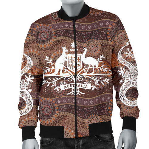 Australia Bomber Jacket - Aboriginal Patterns Jacket - Australian Coat Of Arms Australia Bomber Jacket - Aboriginal Patterns Jacket - Australian Coat Of Arms