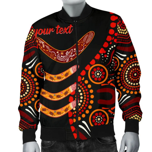 Australia Aboriginal Personalised Bomber Jacket - Aboriginal Boomerangs With Dot Painting Pattern Australia Aboriginal Personalised Bomber Jacket - Aboriginal Boomerangs With Dot Painting Pattern