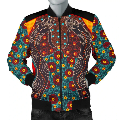 Australia Bomber Jacket - Aboriginal Sublimation Dot Pattern Style (Red)