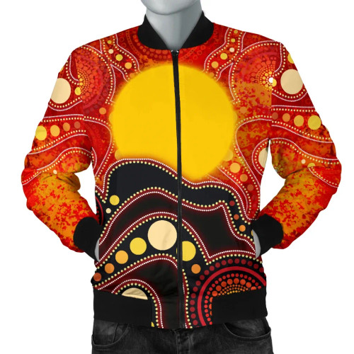 Australia Aboriginal Bomber Jacket - Aboriginal Lives Matter Flag Dot Painting Art