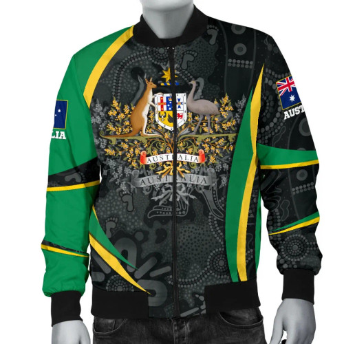 Australia Bomber Jacket - Australia Coat of Arms Jacket Aussie Spirit (Green) Australia Bomber Jacket - Australia Coat of Arms Jacket Aussie Spirit (Green)