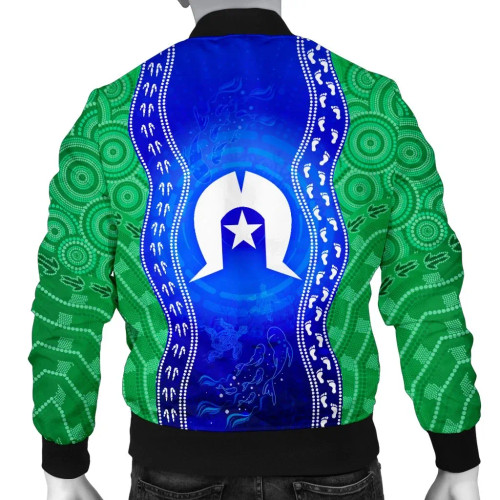 Australia Torres Strait Islanders Bomber Jacket - Torres Symbol With Aboriginal Patterns