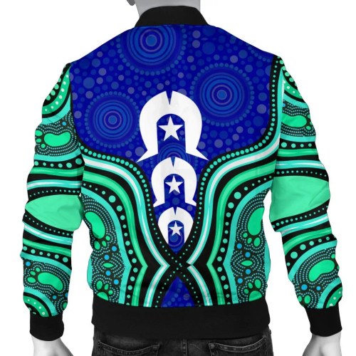 Australia Torres Strait Bomber Jacket - Torres Strait Symbol And Aboriginal Patterns