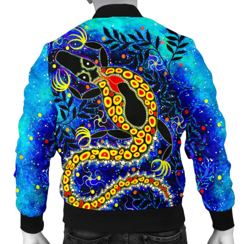 Australia Aboriginal Bomber Jacket - Indigenous Crocodile