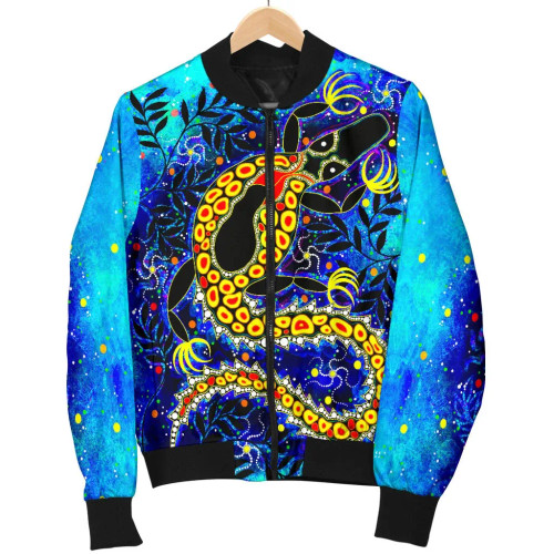 Australia Aboriginal Bomber Jacket - Indigenous Crocodile