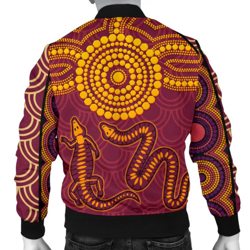 Australia Aboriginal Bomber Jacket - Aboriginal Snake And Alligator