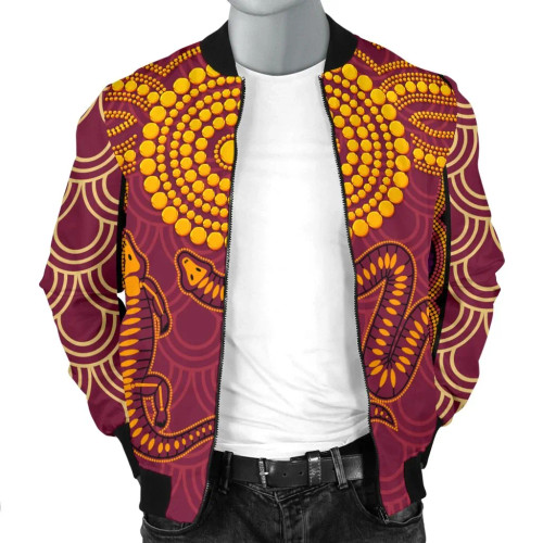 Australia Aboriginal Bomber Jacket - Aboriginal Snake And Alligator