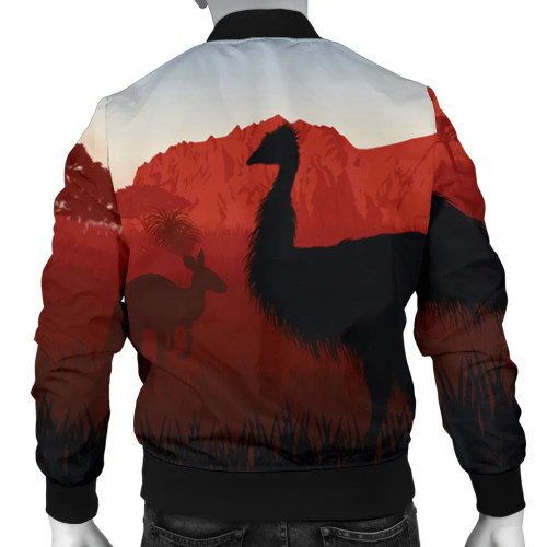 Australia Bomber Jacket - Australian Nature with Emu and Kangaroo Australia Bomber Jacket - Australian Nature with Emu and Kangaroo