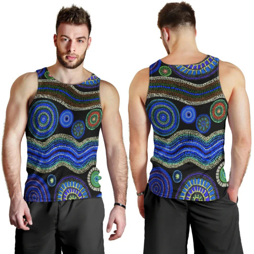 Australia Men Tank Top - Aboriginal Dot Unique Style Blue Australia Men Tank Top - Aboriginal Dot Unique Style Blue