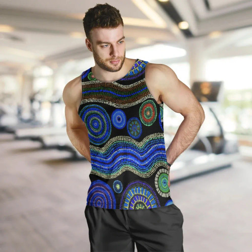 Australia Men Tank Top - Aboriginal Dot Unique Style Blue Australia Men Tank Top - Aboriginal Dot Unique Style Blue