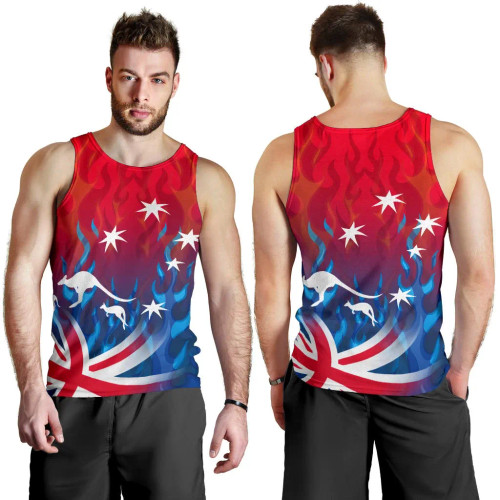 Australia Men Tank Top - Aus Flag Kangaroo Flame Australia Men Tank Top - Aus Flag Kangaroo Flame