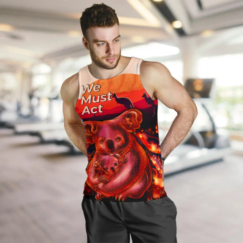Australia Men Tank Top - Koala Bushfire Tank Pray For Australia Australia Men Tank Top - Koala Bushfire Tank Pray For Australia