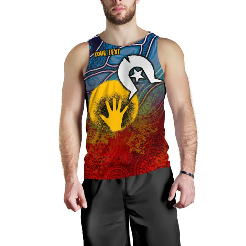 [Custom] Australia Aboriginal Men Tank Top - Aboriginal and Torres Strait Islanders Flag