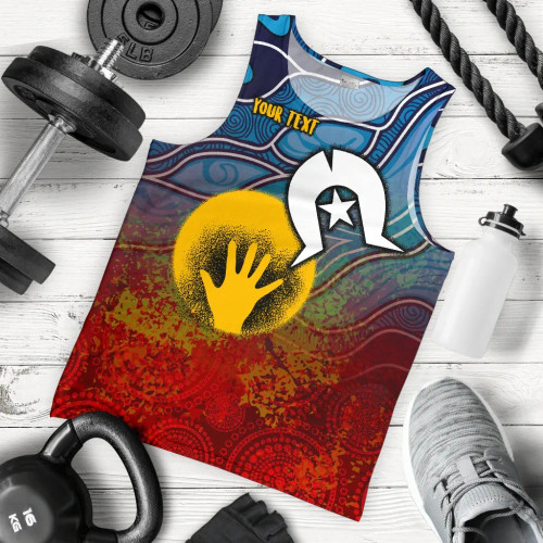 [Custom] Australia Aboriginal Men Tank Top - Aboriginal and Torres Strait Islanders Flag