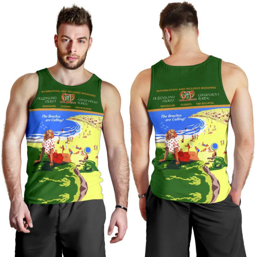 Australia Men Tank Top - Queensland Vintage Poster