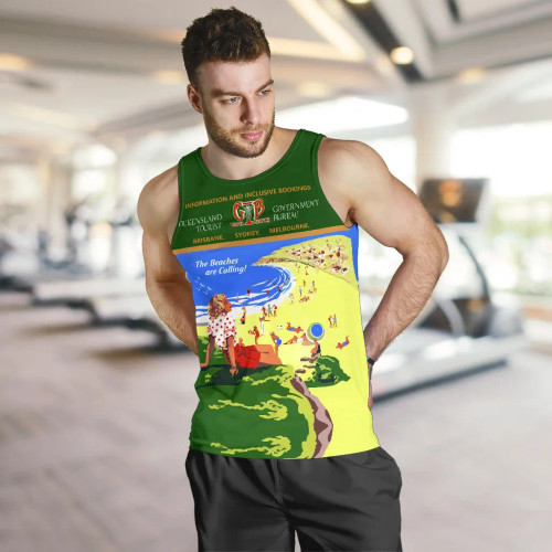 Australia Men Tank Top - Queensland Vintage Poster