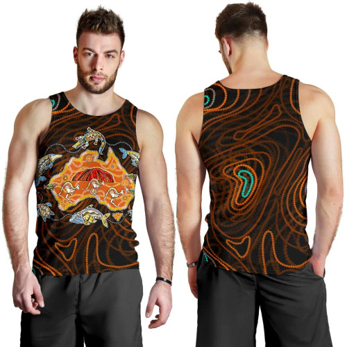 Australia Men Tank Top - Australia Map Aboriginal Animals Men Tank Australia Men Tank Top - Australia Map Aboriginal Animals Men Tank