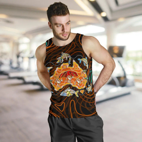 Australia Men Tank Top - Australia Map Aboriginal Animals Men Tank Australia Men Tank Top - Australia Map Aboriginal Animals Men Tank