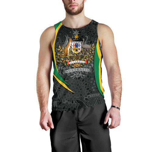 Australia Aboriginal Men Tank Top - Australian Coat of Arms - Aussie Spirit (Green) Australia Aboriginal Men Tank Top - Australian Coat of Arms - Aussie Spirit (Green)