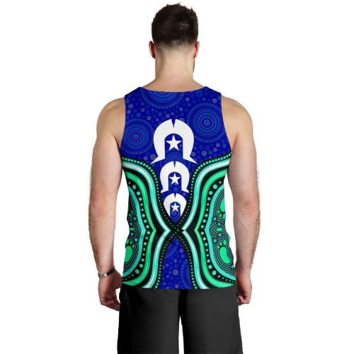 [Custom] Australia Torres Strait Men Tank Top - Torres Strait Symbol And Aboriginal Patterns