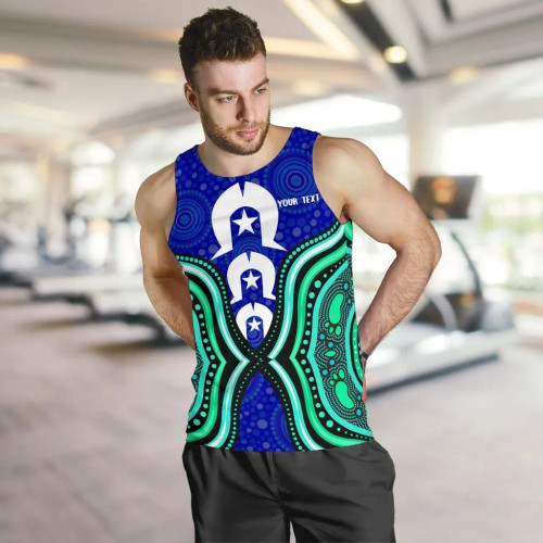 [Custom] Australia Torres Strait Men Tank Top - Torres Strait Symbol And Aboriginal Patterns