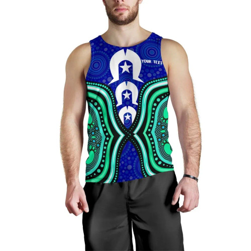 [Custom] Australia Torres Strait Men Tank Top - Torres Strait Symbol And Aboriginal Patterns