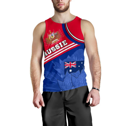 Australia Men Tank Top - Aus Flag and Coat of Arms Tank Waratah Flowers18 Australia Men Tank Top - Aus Flag and Coat of Arms Tank Waratah Flowers18