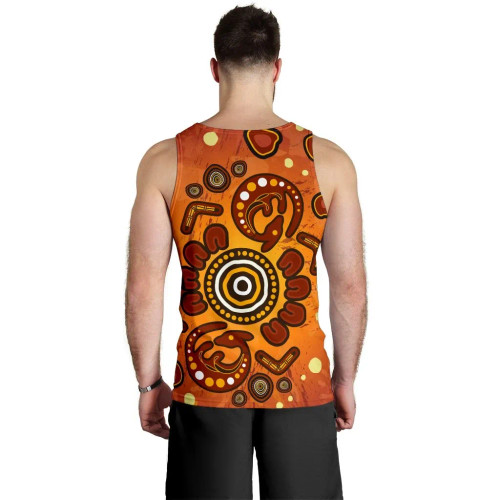 Australia Aboriginal Men Tank Top - Baby Kangaroo And Dot Painting Patterns