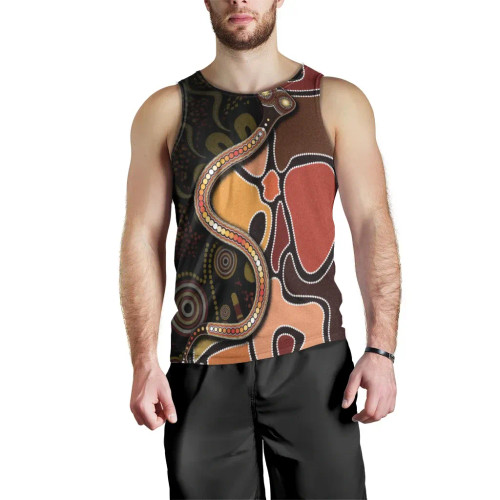 Australia Men Tank Top - Aboriginal Snake With Dot Painting
