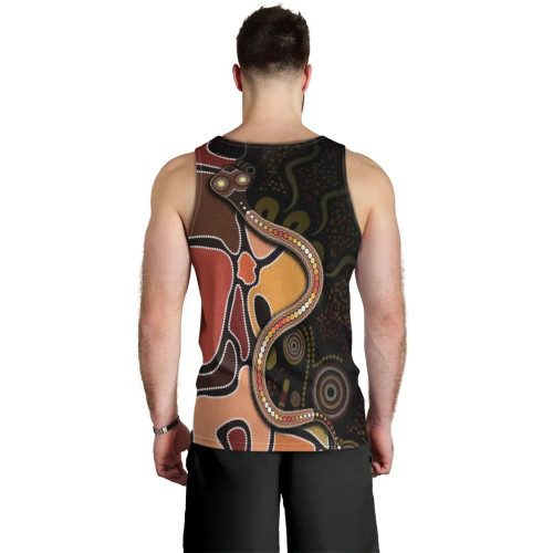 Australia Men Tank Top - Aboriginal Snake With Dot Painting