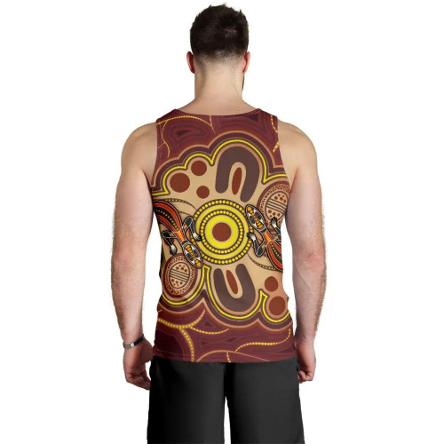 Australia Aboriginal Men Tank Top - Indigenous Lizard Dot Painting Art Australia Aboriginal Men Tank Top - Indigenous Lizard Dot Painting Art