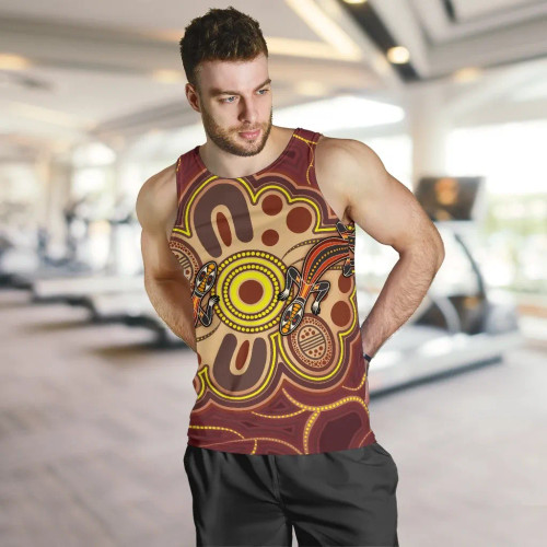 Australia Aboriginal Men Tank Top - Indigenous Lizard Dot Painting Art Australia Aboriginal Men Tank Top - Indigenous Lizard Dot Painting Art