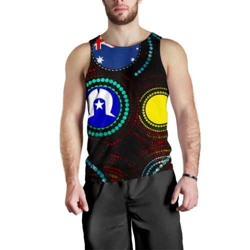 Australia Men Tank Top - Aboriginal Dot Painting & Flag