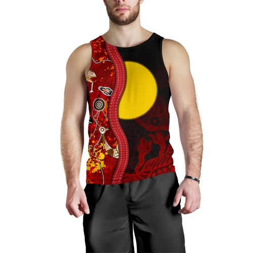 Australia Aboriginal Men Tank Top - Red Indigenous Flag