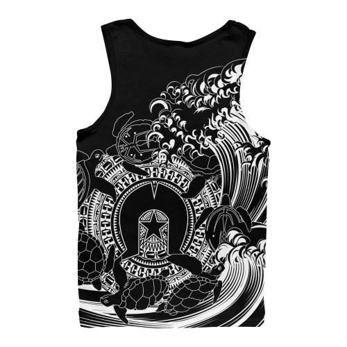 [Custom] Australia Aboriginal Men Tank Top - Torres Strait Islands in Wave (Black)
