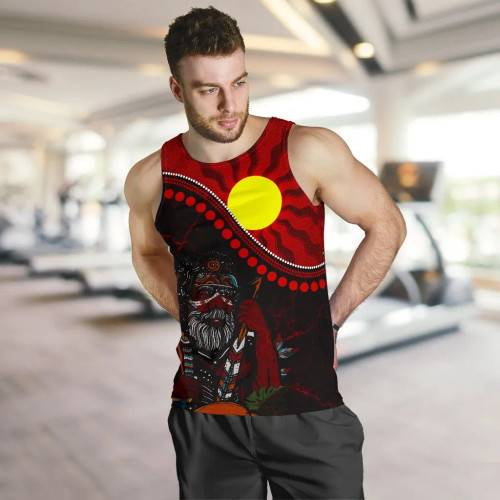 Australia Aboriginal Men Tank Top - Indigenous People And Sun Australia Aboriginal Men Tank Top - Indigenous People And Sun