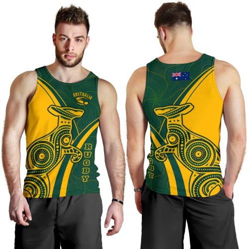 Australia Men Tank Top - Australian Kangaroo & Aboriginal Inspired Patterns Dot Art Painting Men Tank Top Australia Men Tank Top - Australian Kangaroo & Aboriginal Inspired Patterns Dot Art Painting Men Tank Top
