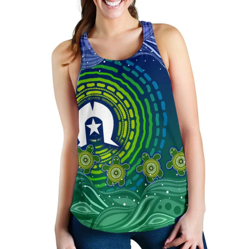 Australia Torres Strait Islanders Women Racerback Tank - Aboriginal Turtle Australia Torres Strait Islanders Women Racerback Tank - Aboriginal Turtle