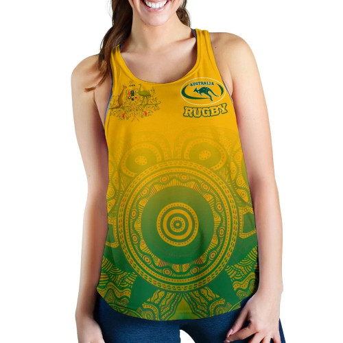 Australia Aboriginal Women Racerback Tank - Australia Rugby and Coat Of Arms Australia Aboriginal Women Racerback Tank - Australia Rugby and Coat Of Arms
