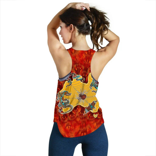 [Custom] Australia Aboriginal Women Racerback Tank - Australia Map Hand Patterns Spider Web