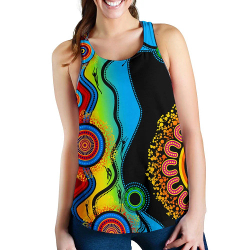 Australia Women Racerback Tank - Aboriginal Tank Blue Dream