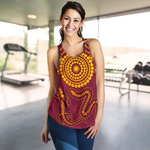 Australia Aboriginal Women Racerback Tank - Aboriginal Snake And Alligator Australia Aboriginal Women Racerback Tank - Aboriginal Snake And Alligator