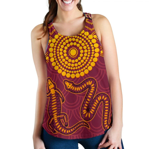 Australia Aboriginal Women Racerback Tank - Aboriginal Snake And Alligator Australia Aboriginal Women Racerback Tank - Aboriginal Snake And Alligator