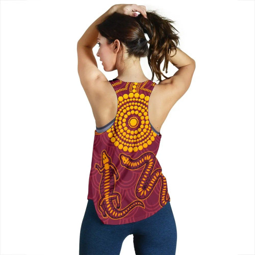Australia Aboriginal Women Racerback Tank - Aboriginal Snake And Alligator Australia Aboriginal Women Racerback Tank - Aboriginal Snake And Alligator