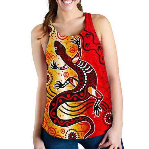 Australia Women Racerback Tank - Aboriginal Patterns Lizard Tank Australia Women Racerback Tank - Aboriginal Patterns Lizard Tank