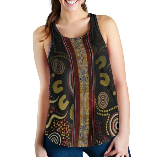 Australia Women Racerback Tank -  Aboriginal Dot Panting Art Stripe Lines Australia Women Racerback Tank -  Aboriginal Dot Panting Art Stripe Lines